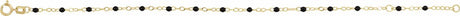 14K Yellow Gold 2 mm Adjustable Black Enamel Bead 6-7" Chain
