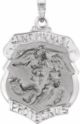 14K White Gold 25x21 mm St. Michael Medal 