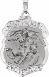 14K White Gold 25x21 mm St. Michael Medal 