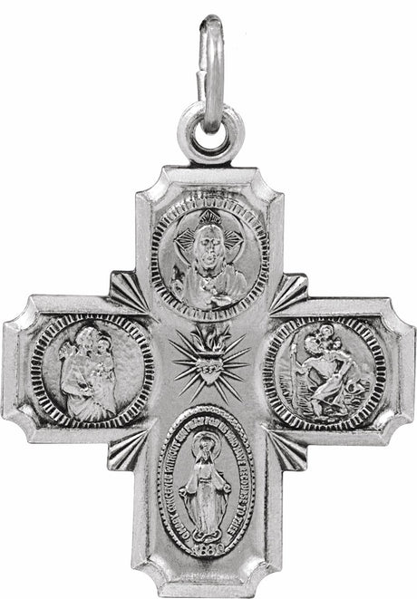 Sterling Silver 25x24 mm Four-Way Cross Medal  