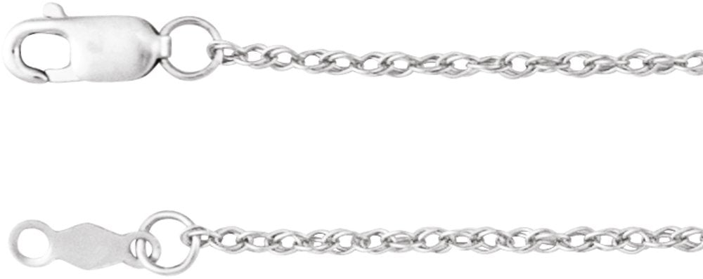 10K White Gold 1.25 mm Rope 16" Chain