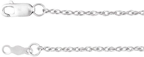 10K White Gold 1.25 mm Rope 16" Chain
