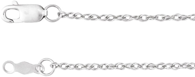 10K White Gold 1.25 mm Rope 16" Chain