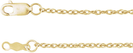 10K Yellow Gold 1.25 mm Rope 18" Chain 