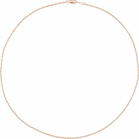 10K Rose Gold 1.25 mm Rope 18" Chain 