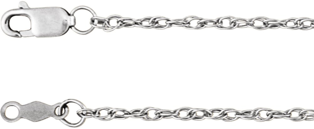 10K White Gold 1.5 mm Rope 20" Chain