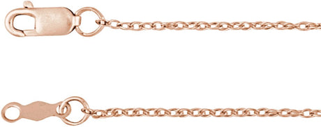 14K Rose Gold 1.25 mm Rope 18" Chain