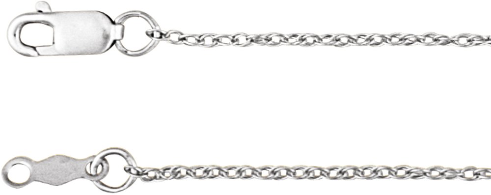 14K White Gold 1 mm Rope 18" Chain