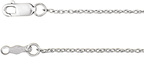 14K White Gold 1 mm Rope 18" Chain