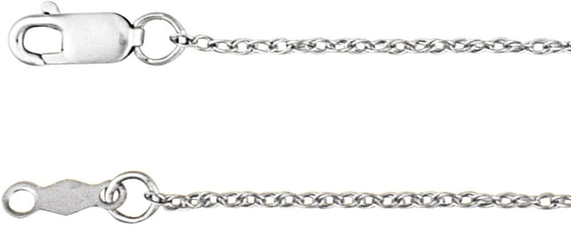 14K White Gold 1 mm Rope 18" Chain