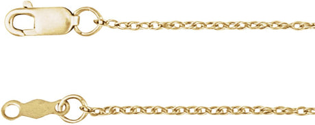 14K Yellow Gold 1 mm Rope 7" Chain 