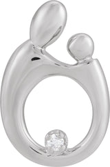 14K White .05 CT Natural Diamond Mother and Child® Slide Pendant