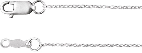 14K White Gold .75 mm Rope 18" Chain