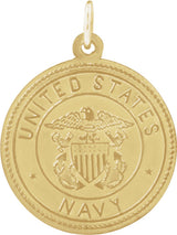 14K Yellow 18 mm Round St. Christopher Medal U.S. Navy Medal