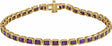 14K Yellow Gold Natural Amethyst Line 7" Bracelet