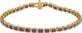 14K Yellow Gold Natural Amethyst Line 7" Bracelet