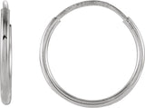 14K White Endless Tube 12 mm Hoop Earring