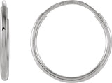14K White Gold Endless Tube 12 mm Hoop Earring