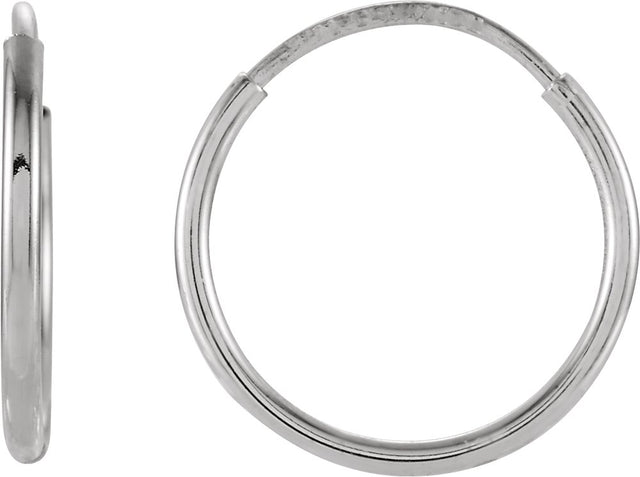 14K White Gold Endless Tube 12 mm Hoop Earring