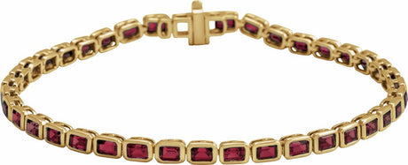 14K Yellow Gold Natural Mozambique Garnet Line 7" Bracelet