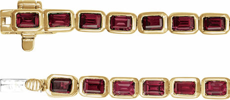 14K Yellow Gold Natural Mozambique Garnet Line 7" Bracelet