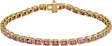 14K Yellow Gold Natural Pink Tourmaline Line 7" Bracelet