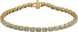 14K Yellow Natural Sky Blue Topaz Line 7" Bracelet