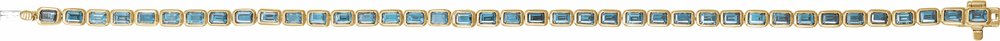 14K Yellow Natural Sky Blue Topaz Line 7" Bracelet