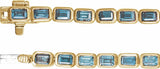 14K Yellow Gold Natural Sky Blue Topaz Line 7" Bracelet