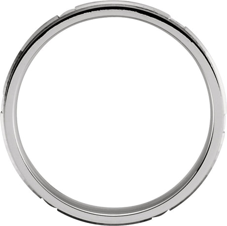 14K White/Yellow 6 mm Grooved Comfort-Fit Flat Band