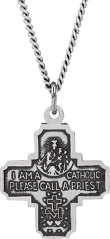 Sterling Silver 19x17.7 mm Four-Way Cross Medal 18" Necklace