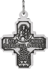 14K White 18x18 mm Four-Way Cross Medal