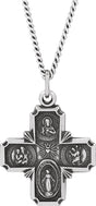 Sterling Silver 19x17.7 mm Four-Way Cross Medal 18" Necklace