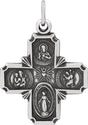 14K White 18x18 mm Four-Way Cross Medal