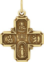 14K Yellow 18x18 mm Four-Way Cross Medal