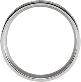 14K White Gold 7 mm Celtic-Inspired Grooved Comfort-Fit Flat Band Size 14.5