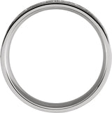 14K White Gold 7 mm Celtic-Inspired Grooved Comfort-Fit Flat Band Size 14.5