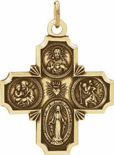 14K Yellow 30x29 mm Four-Way Cross Medal