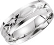 10K White Gold 6 mm Milgrain Edge Geometric Faceted Comfort-Fit Flat Band Size 7.5