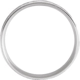 10K White Gold 6 mm Milgrain Edge Geometric Faceted Comfort-Fit Flat Band Size 7.5