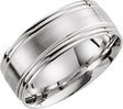 10K White Gold 8 mm Lightweight Grooved Milgrain Band Size 8