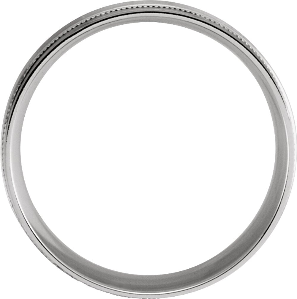 10K White Gold 8 mm Lightweight Grooved Milgrain Band Size 8