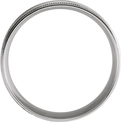 10K White 8 mm Lightweight Grooved Milgrain Band