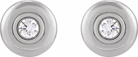 14K White 1/2 CTW Natural Diamond Puffed Stud Earrings