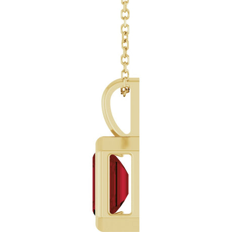 14K Yellow Gold Natural Mozambique Garnet Solitaire 16-18" Necklace