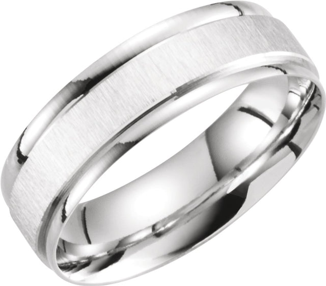 10K White 6 mm Grooved Lightweight Comfort-Fit Flat Band Size 12