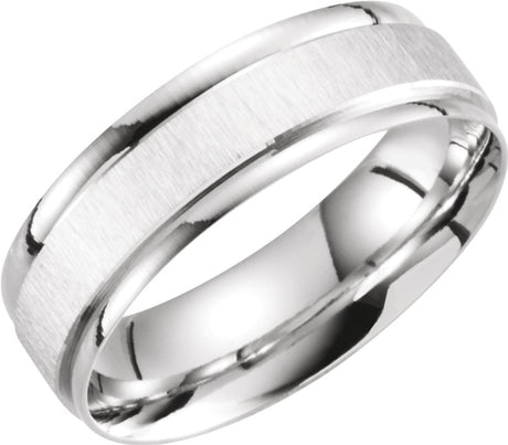 10K White 6 mm Grooved Lightweight Comfort-Fit Flat Band Size 11.5