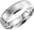 18K White 6 mm Beveled-Edge Band with Milgrain Size 10