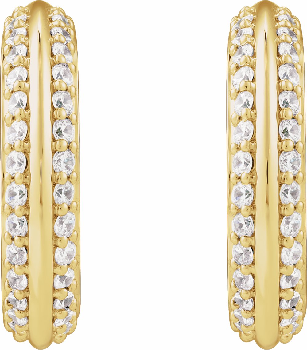 14K Yellow 5/8 CTW Natural Diamond Hoop Earrings