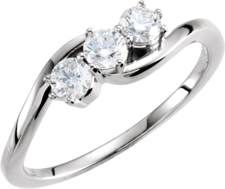 14K White 1/2 CTW Lab-Grown Diamond Three-Stone Ring